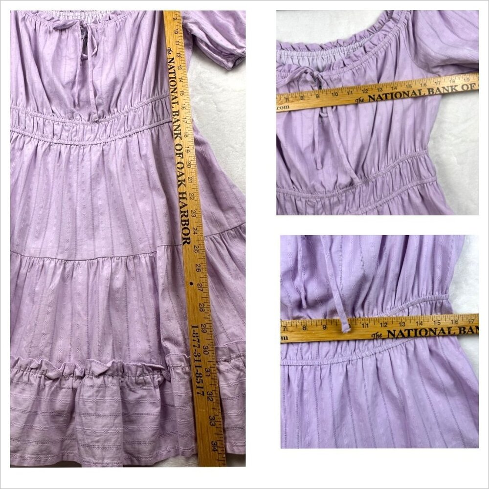 Lost + Wander Lavender Puff-Sleeve Feminine Mini Dress Size L Flowy Cottagecore - Picture 8 of 11